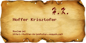 Hoffer Krisztofer névjegykártya